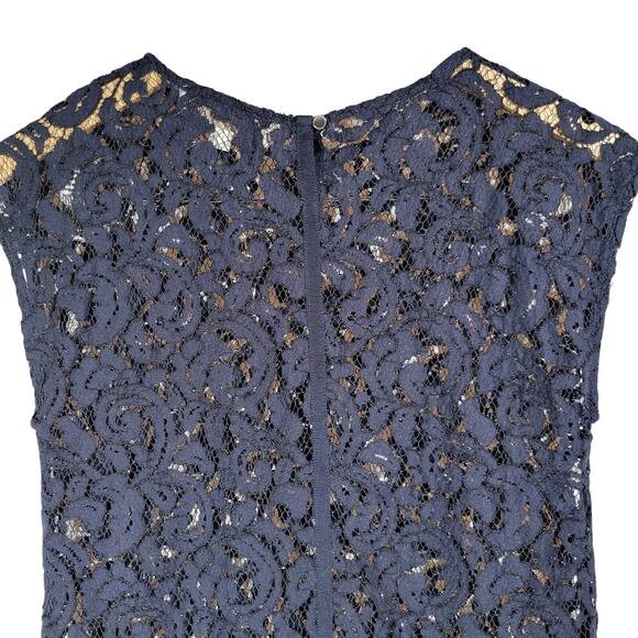 Loft Navy Lace Paisley Sheer Sleeveless Top Size XSP - Picture 4 of 9